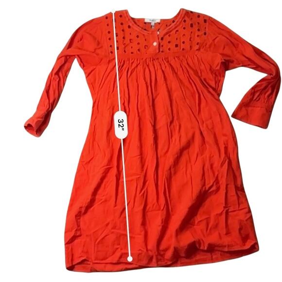 Madewell Eyelet Daybreak Dress Linen Blend Red Orange Size SMALL - Picture 11 of 12